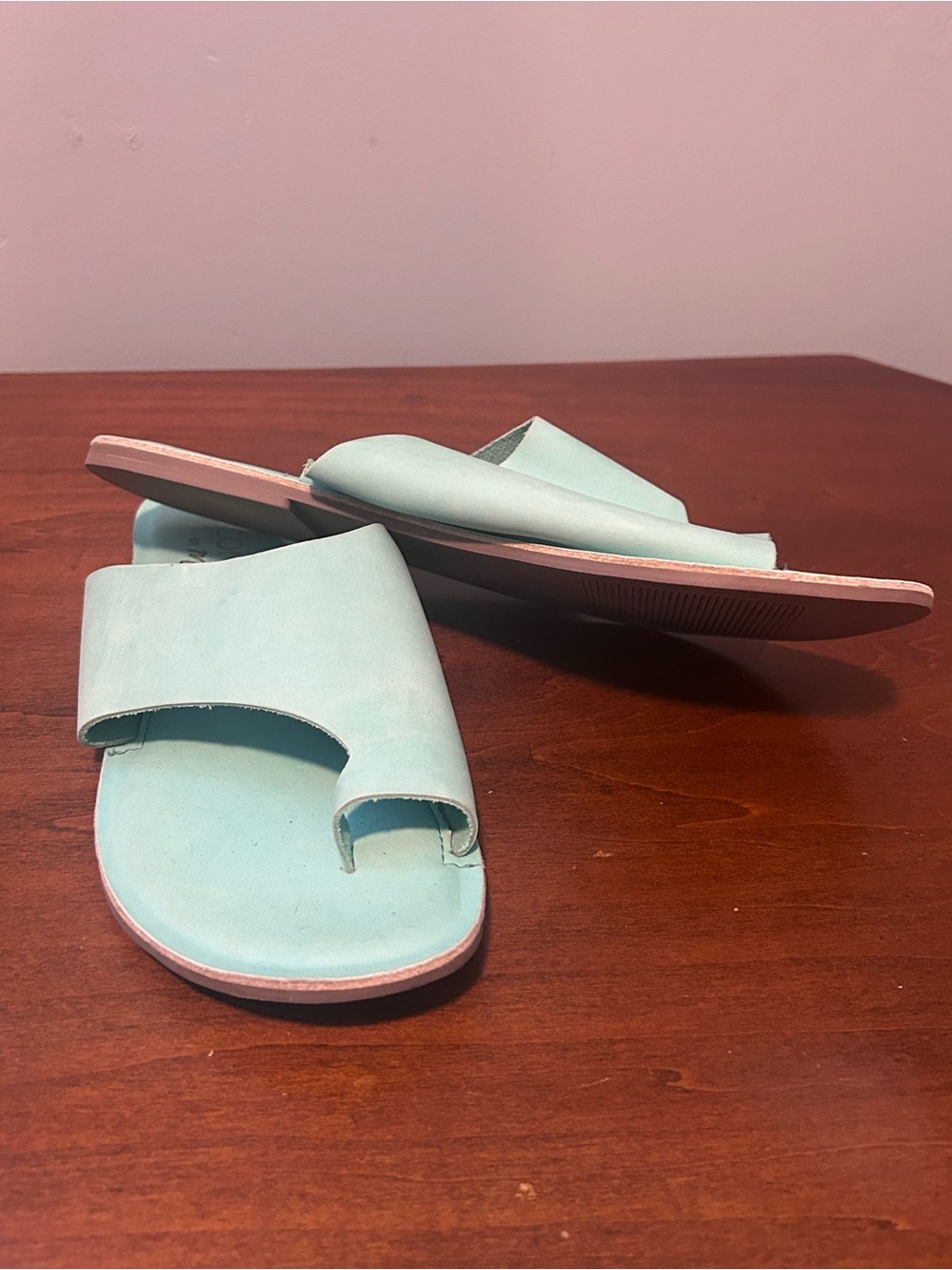 Coconuts by Matisse Leather Mint Toe-Ring Slide Sandals size 10